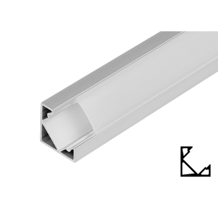 Aluminium profile for LED flexible strip, angular with board, 2m