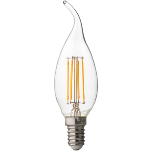 LED filament лампа пламък, димираща, 4W, E14, 4200K, 220-240V AC, неутрална светлина