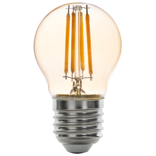 LED filament лампа топка, димираща, 4W, E27, 2500K, 220-240V AC, амбър