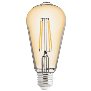 LED filament COB лампа крушка, димираща, 8W, E27, 2500K, 220-240V AC, амбър, ST64