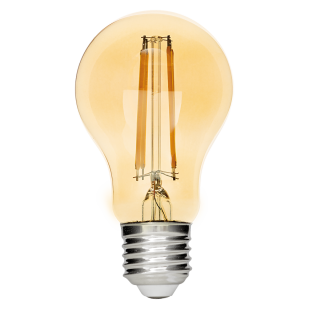 LED filament лампа крушка, димираща, 8W, E27, 1800K, 220-240V AC, амбър