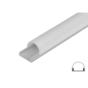 Aluminium profile for LED flexible strip, narrow, shallow, 2m
