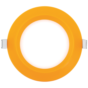 LED панел за вграждане, кръг, оранжева рамка, 6W, 4200K, 220-240V AC, неутрална светлина
