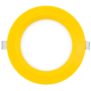 LED панел за вграждане, кръг, жълта рамка, 6W, 2700K, 220-240V AC, топла светлина