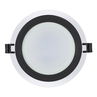 LED стъклен панел за вграждане, кръг, 12W, 4200K, 220-240V AC, IP44, черен ринг