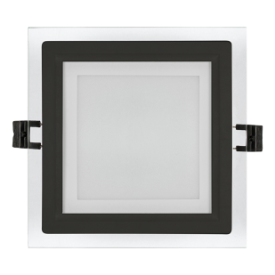 LED стъклен панел за вграждане, квадрат, 18W, 4200K, 220-240V AC, IP44, черен ринг