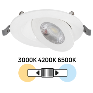 LED downlight for building-in, moveable, 7W, 3000K/4200K/6500K, 220-240V AC, IP20