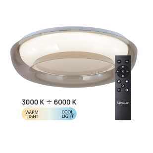 LED димираща ССТ плафониера с дистанционно управление, опушен кварц, max.72W, 3000K-6000К