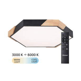 LED Slim димираща ССТ плафониера с дистанционно управление, с дървени елементи, max.72W, 3000K-6000К
