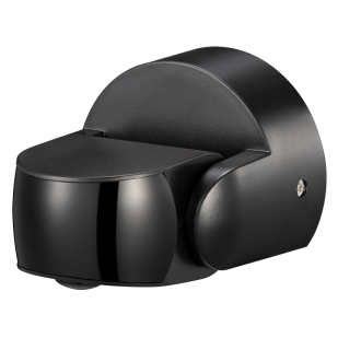PIR сензор за движение за открит монтаж с черна леща, 2xPIR, 180°/360°, 9m, IP65, черен